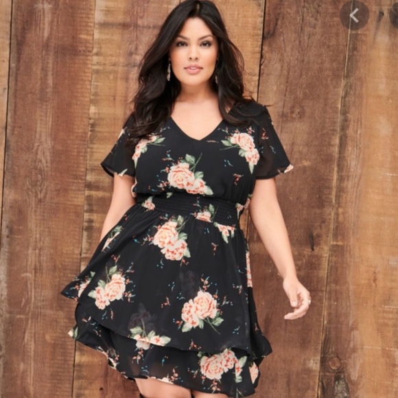 Torrid floral smocked georgette dress - Picture 6 of 6